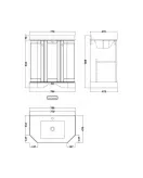 APS5714 750 3-Door Angled Unit & Marble Top 1TH Hunter Green