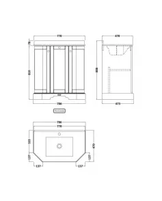 APS5714 750 3-Door Angled Unit & Marble Top 1TH Hunter Green