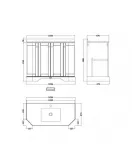 APS5750 1000 4-Door Angled Unit & Marble Top 1TH Storm Grey