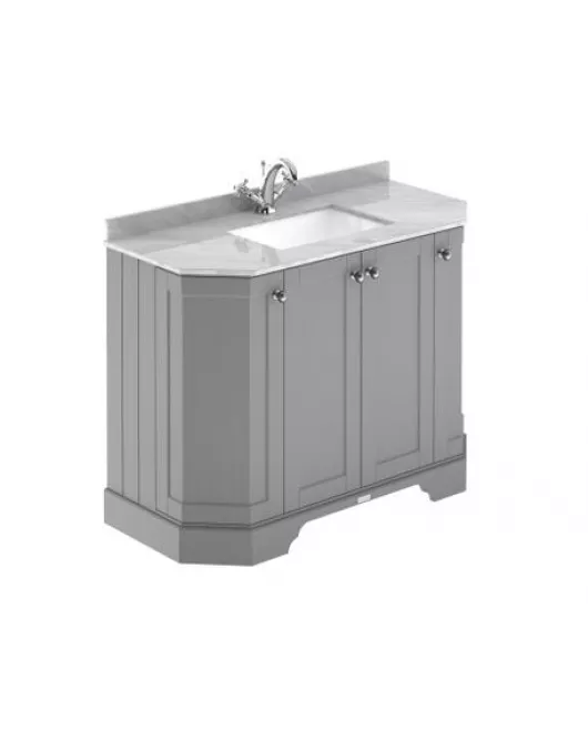 APS5755 1000 4-Door Angled Unit & Marble Top 1TH Storm Grey