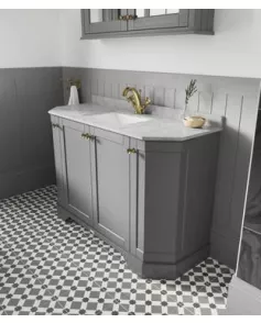 APS5755 1000 4-Door Angled Unit & Marble Top 1TH Storm Grey