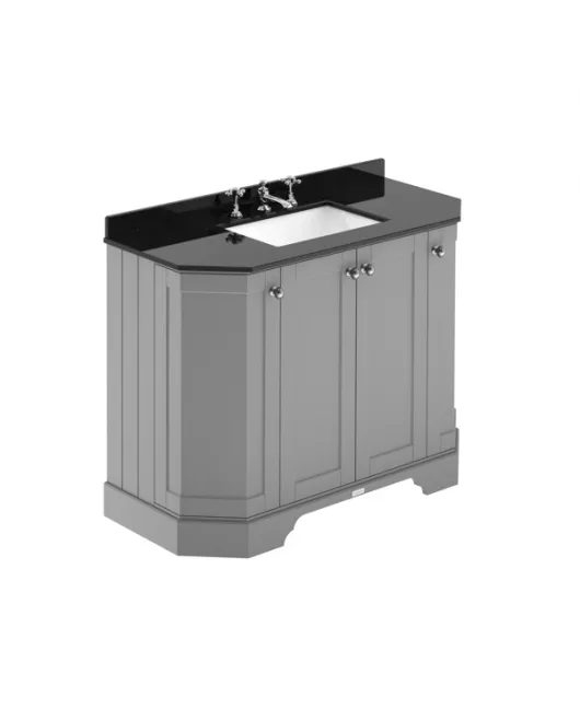 APS5760 1000 4-Door Angled Unit & Marble Top 3TH Storm Grey