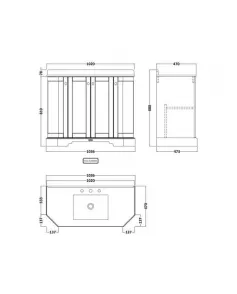 APS5770 1000 4-Door Angled Unit & Marble Top 3TH Storm Grey