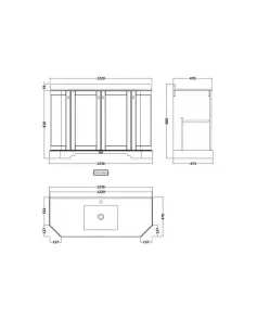 APS5782 1200 4-Door Angled Unit & Marble Top 1TH Hunter Green