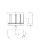 APS5784 1200 4-Door Angled Unit & Marble Top 1TH Storm Grey