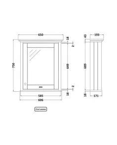 APS5814 600mm Mirror Cabinet Storm Grey
