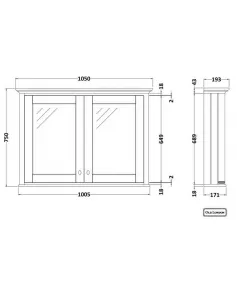 APS5818 1050mm Mirror Cabinet Storm Grey