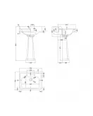 APS5858 Richmond 600mm 2 TH Basin & Pedestal White
