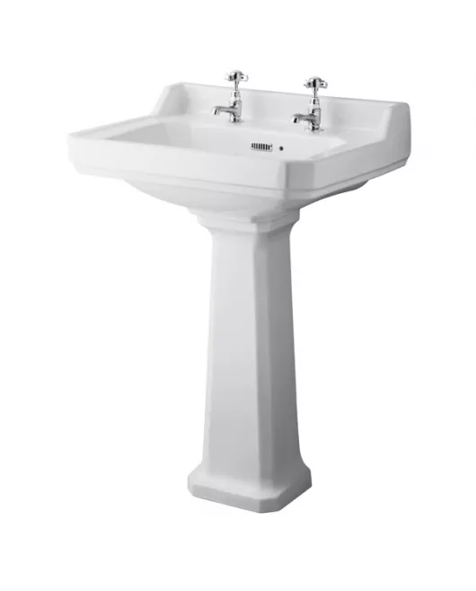 APS5860 600mm 2TH Basin & Comfort Height Ped White