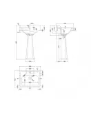 APS5862 Richmond 560mm 2 TH Basin & Pedestal White