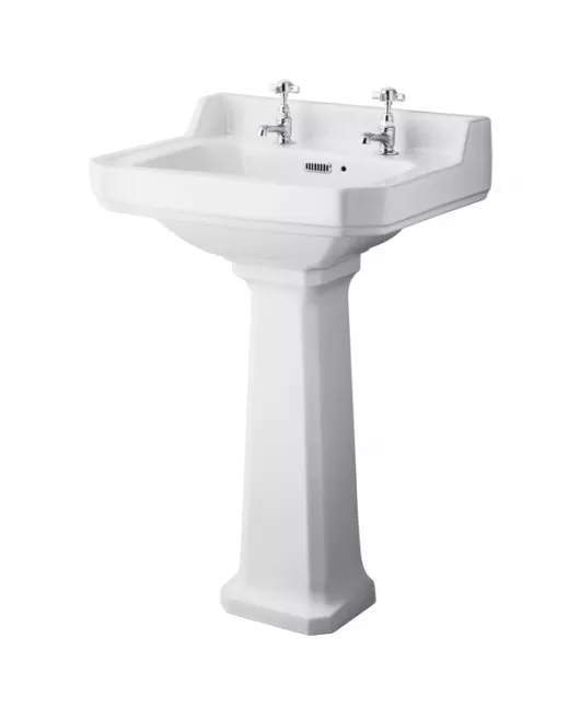 APS5863 560mm 2TH Basin & Comfort Height Ped White