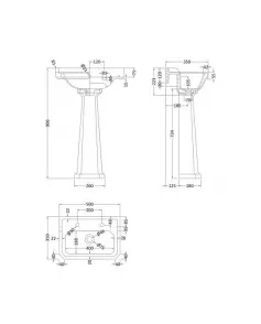 APS5866 500mm 2TH Basin & Comfort Height Ped White