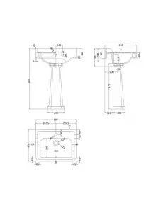 APS5867 Richmond 600mm 1 TH Basin & Pedestal White