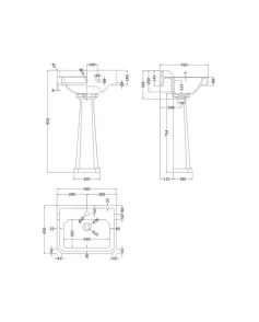 APS5870 560mm 1TH Basin & Comfort Height Ped White