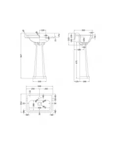 APS5871 Richmond 500mm 1 TH Basin & Pedestal White