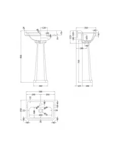 APS5873 500mm 1TH Basin & Comfort Height Ped White