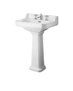 APS5874 600mm Basin & Pedestal (3 Tap Hole) White