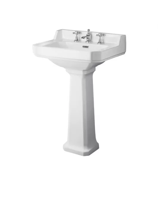 APS5874 600mm Basin & Pedestal (3 Tap Hole) White