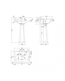 APS5875 600mm 3TH Basin & Comfort Height Ped White