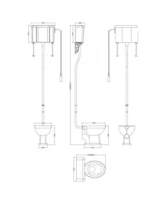 APS5893 Richmond High Level WC and Flush Pipe White