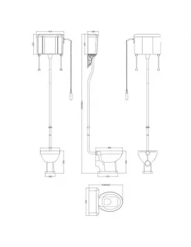 APS5893 Richmond High Level WC and Flush Pipe White