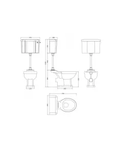 APS5900 Mid Level Pan & Flush Pipe Kit White