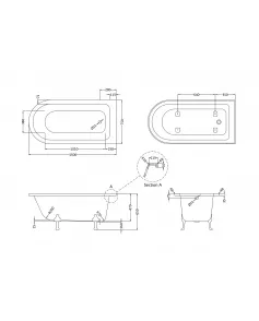 APS5948 1700 Freestanding Shower Bath Pride Leg Set White