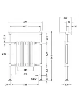 APS6092 Harrow Traditional Radiator Chrome/White