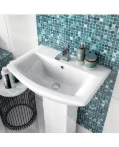 APS6181 Asselby 500mm Basin & Semi Pedestal White