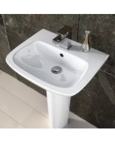 APS6228 Ambrose 450mm Basin & Semi Pedestal White