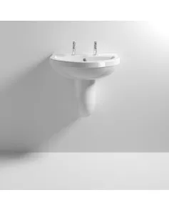 APS6242 Ivo 550mm Basin 2TH & Semi Pedestal White