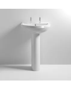 APS6246 Ivo 550mm 2TH Basin & Pedestal White
