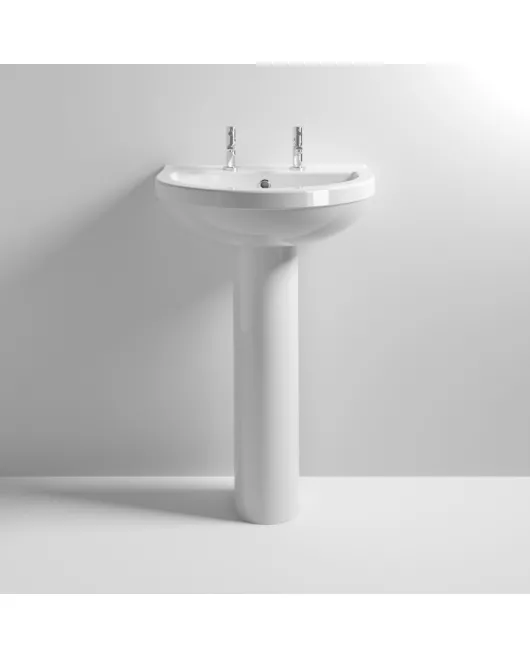APS6246 Ivo 550mm 2TH Basin & Pedestal White