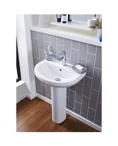 APS6246 Ivo 550mm 2TH Basin & Pedestal White