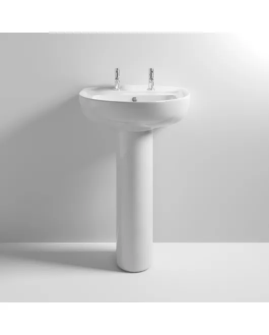 APS6264 Melbourne 2TH Large Basin & Pedestal White
