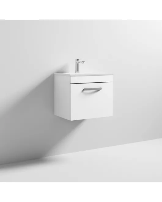 APS6286 500 WH Single Drawer Vanity & Basin 2 Gloss White