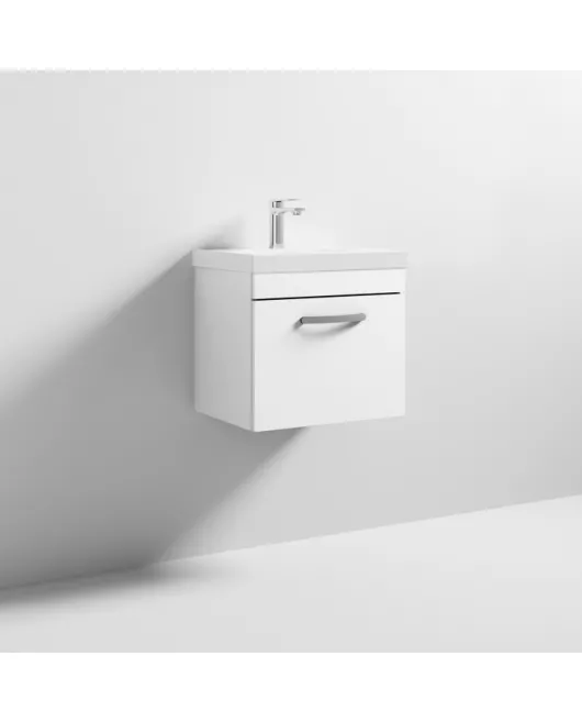 APS6287 500 WH Single Drawer Vanity & Basin 3 Gloss White