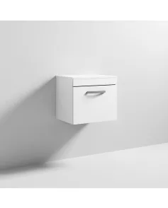 APS6288 500 WH Single Drawer Vanity & Worktop Gloss White