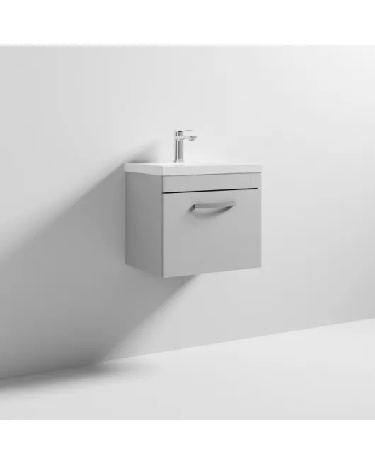 APS6326 500 WH Single Drawer Vanity & Basin 1 Gloss Grey Mist