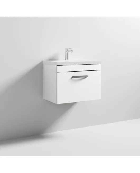 APS6412 600 WH Single Drawer Vanity & Basin 1 Gloss White