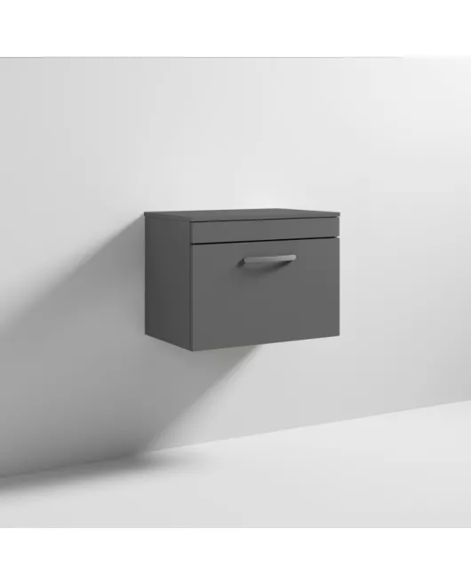 APS6422 600 WH Single Drawer Vanity & Worktop Gloss Grey