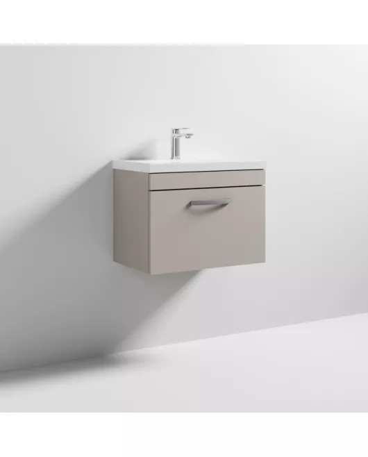 APS6424 600 WH Single Drawer Vanity & Basin 1 Stone Grey