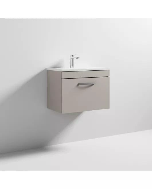APS6426 600 WH Single Drawer Vanity & Basin 2 Stone Grey