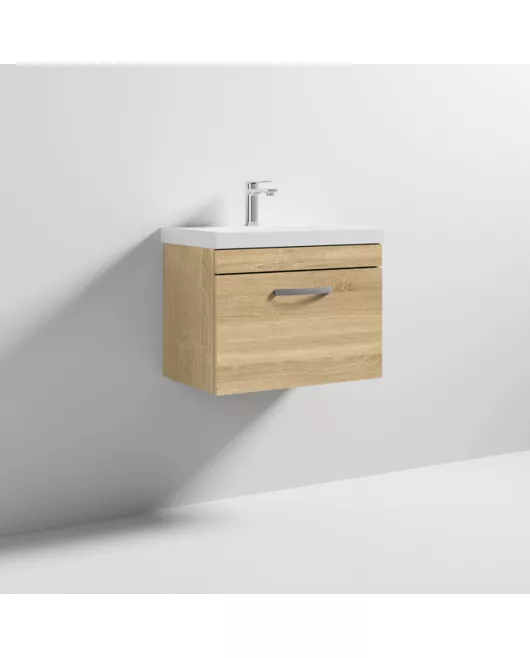 APS6439 600 WH Single Drawer Vanity & Basin 3 Natural Oak