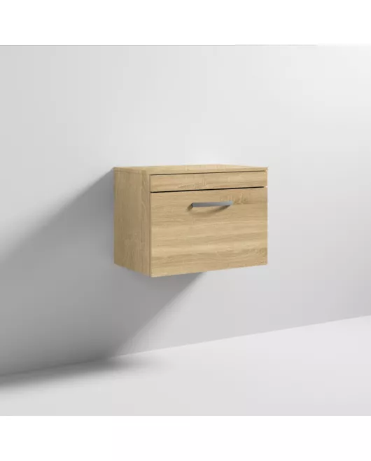 APS6440 600 WH Single Drawer Vanity & Worktop Natural Oak
