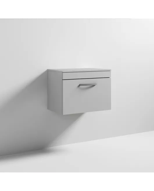 APS6458 600 WH Single Drawer Vanity & Worktop Gloss Grey Mist