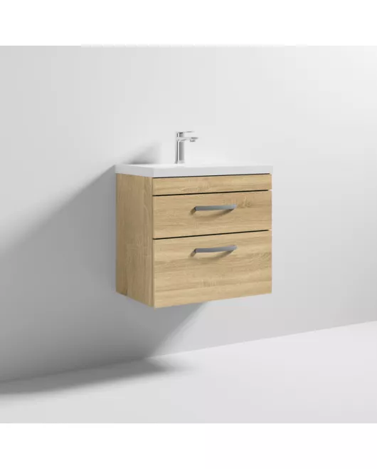 APS6480 600 WH 2-Drawer Vanity & Basin 1 Natural Oak