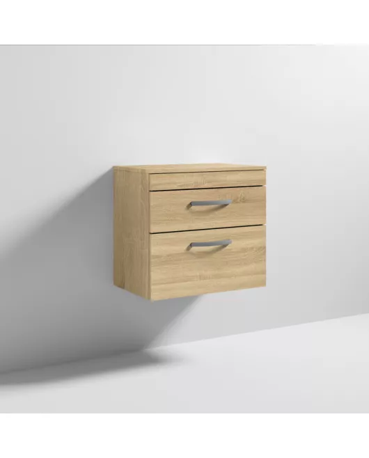 APS6484 600 WH 2-Drawer Vanity & Worktop Natural Oak