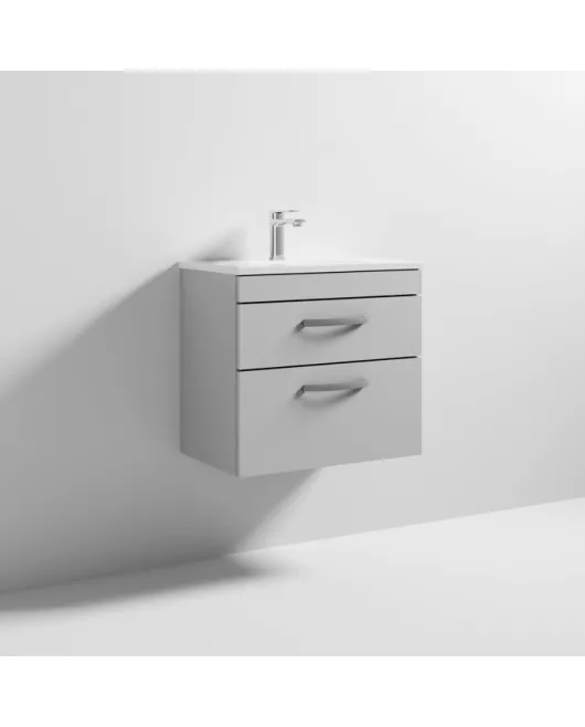 APS6497 600 WH 2-Drawer Vanity & Basin 2 Gloss Grey Mist