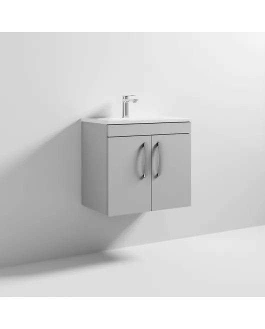 APS6537 600 WH 2-Door Vanity & Basin 2 Gloss Grey Mist